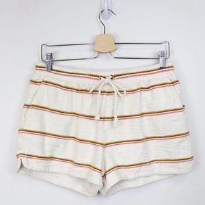 Faherty San-O Pull On Shorts Textured Stripe Drawstring Waist White Pink Green M